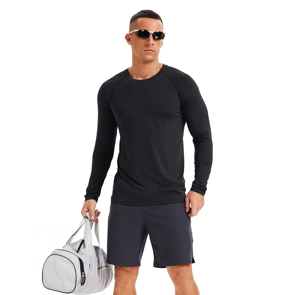 Men's Long Sleeve Rash Guard UPF 50+ Athletic Swim Shirt