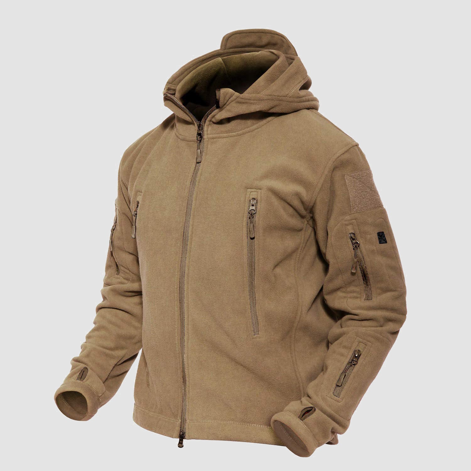 Men's Military Tactical Hooded Jacket with 6 Zip-Pockets