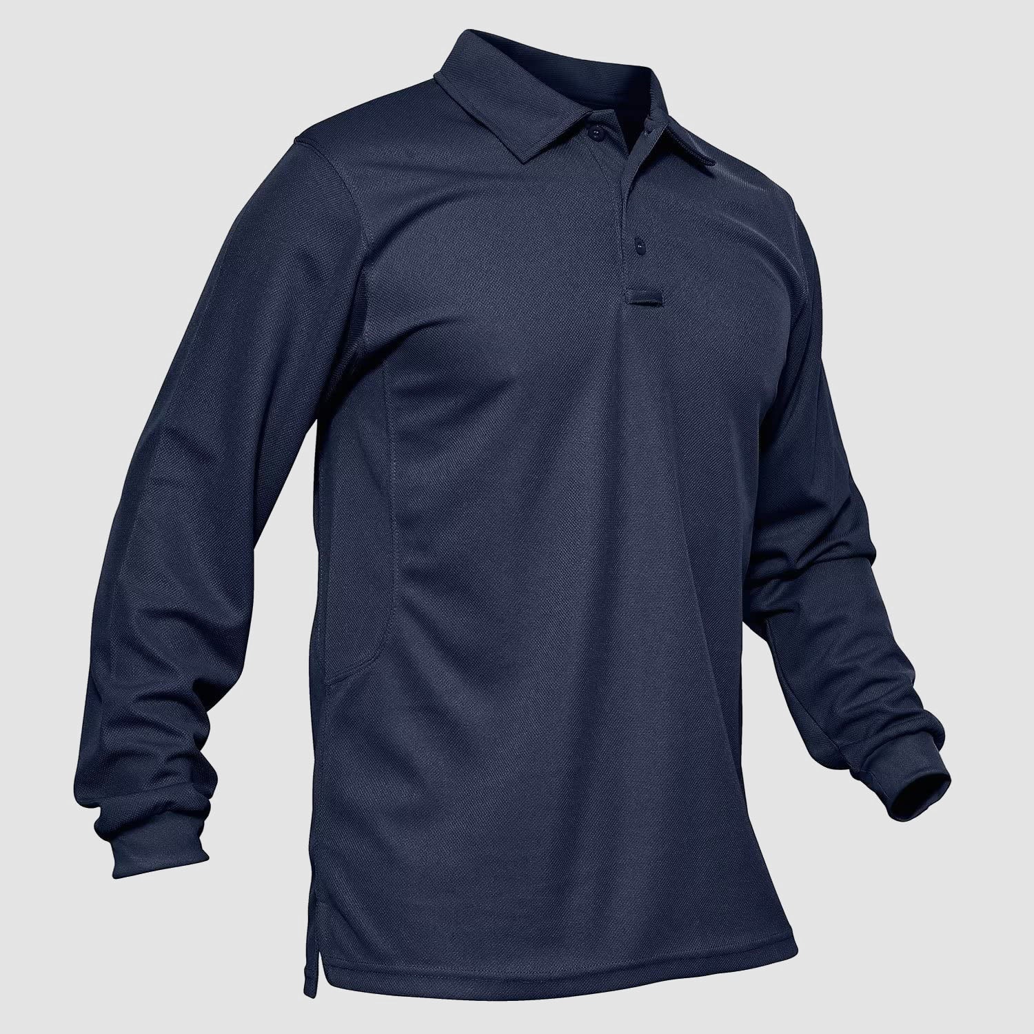 Men's Quick Dry Tactical Polo - Long Sleeve Performance Shirt
