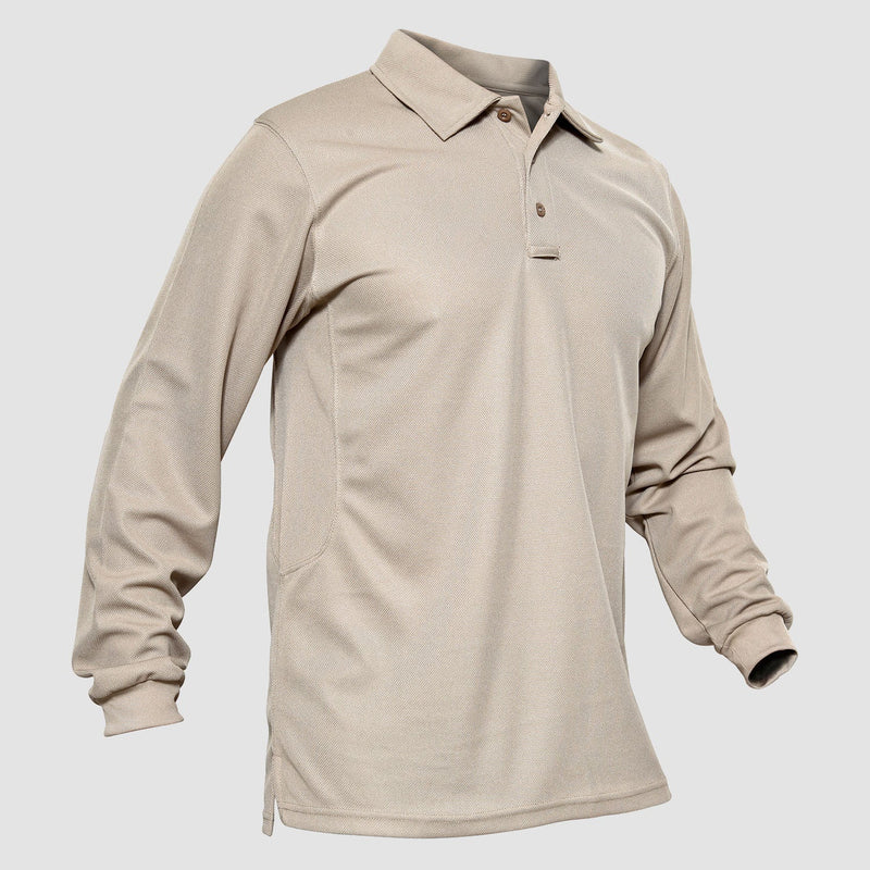 Men's Quick Dry Tactical Polo - Long Sleeve Performance Shirt