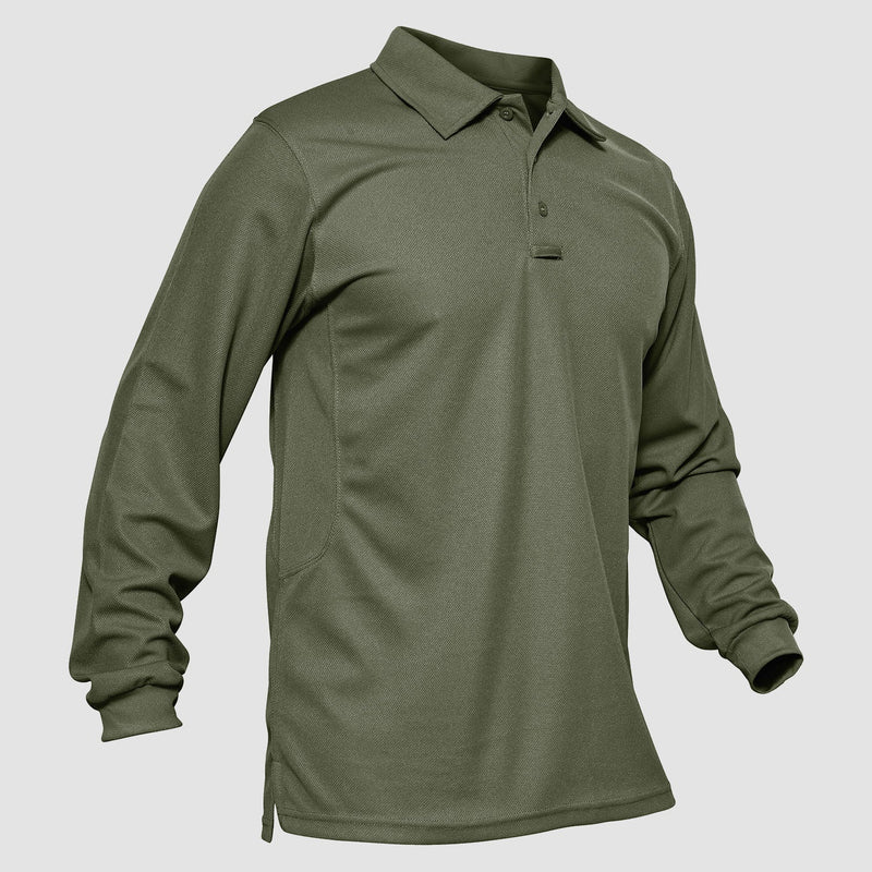 Men's Quick Dry Tactical Polo - Long Sleeve Performance Shirt