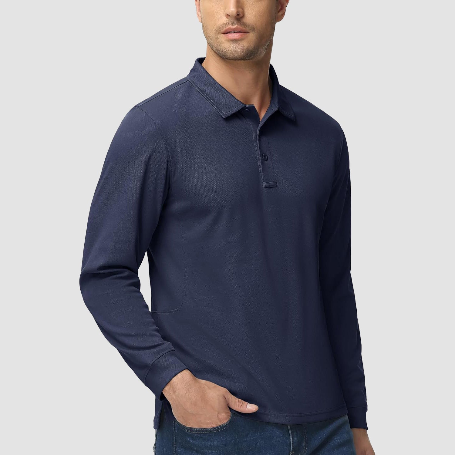 Men's Quick Dry Tactical Polo - Long Sleeve Performance Shirt