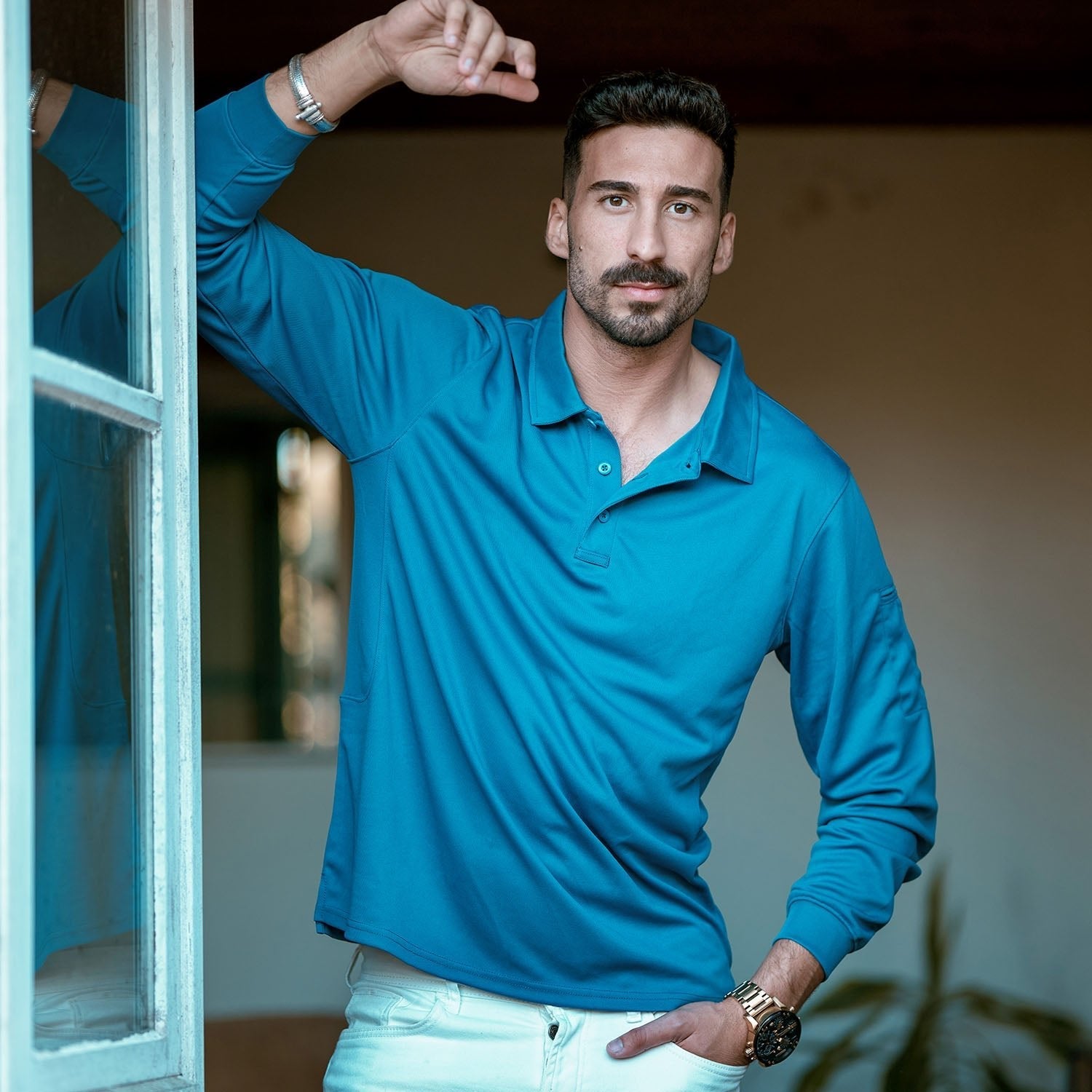 Men's Quick Dry Tactical Polo - Long Sleeve Performance Shirt