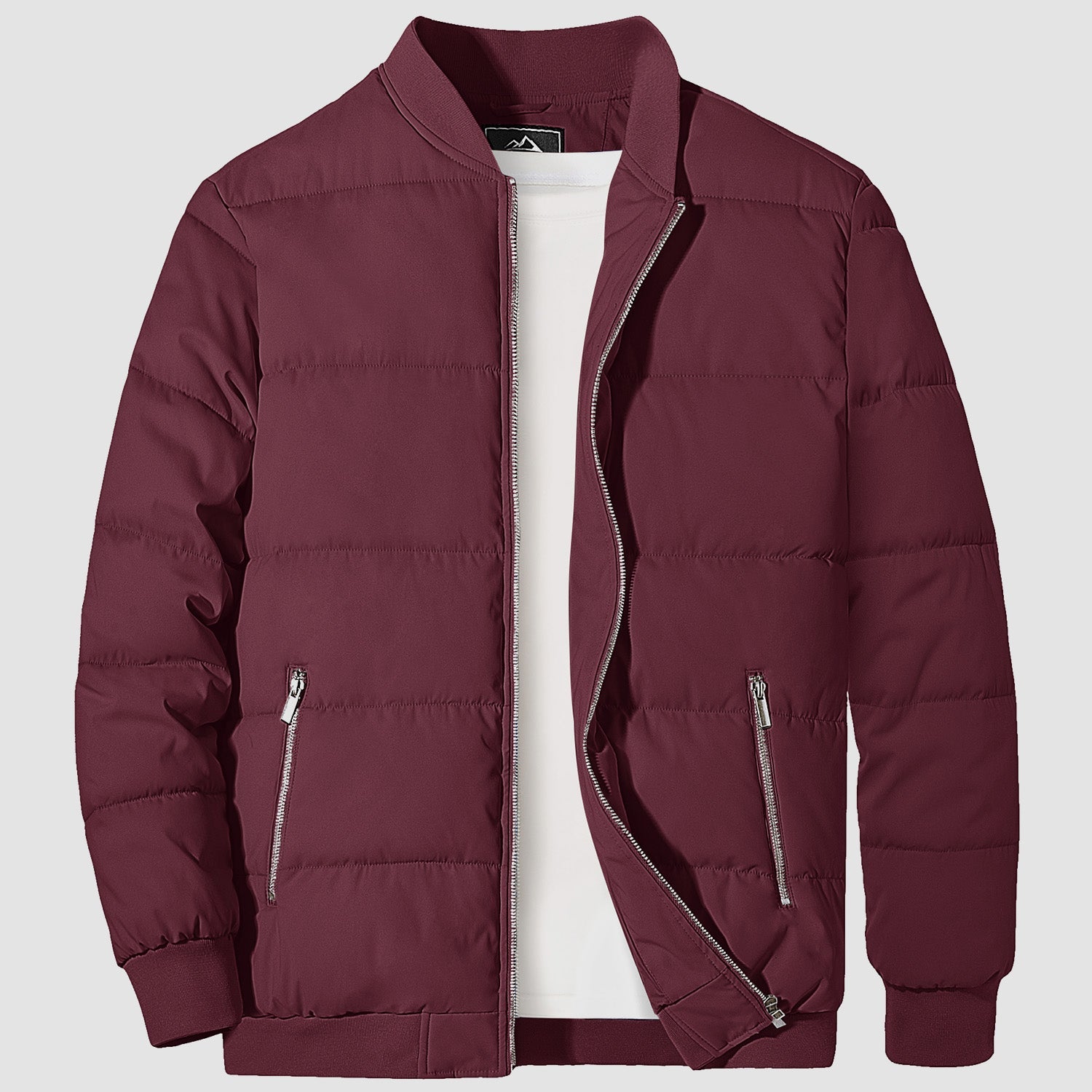 Men's Quilted Bomber Puffer Jacket - Warm Windproof Outwear