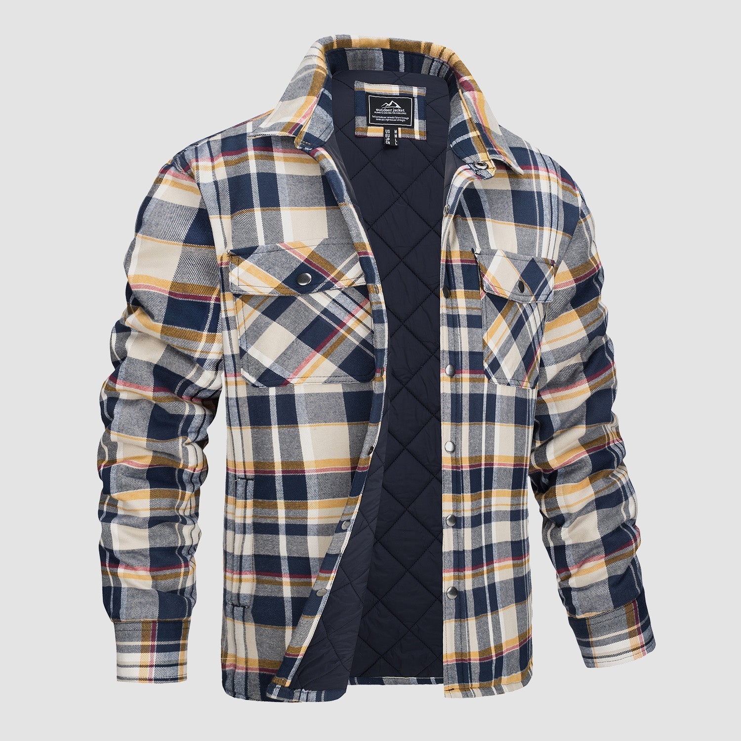 Men's Quilted Flannel Jacket - Warm Winter Padded Shirt