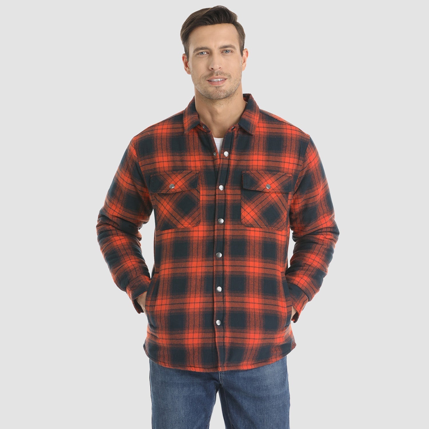 Men's Quilted Flannel Jacket - Warm Winter Padded Shirt