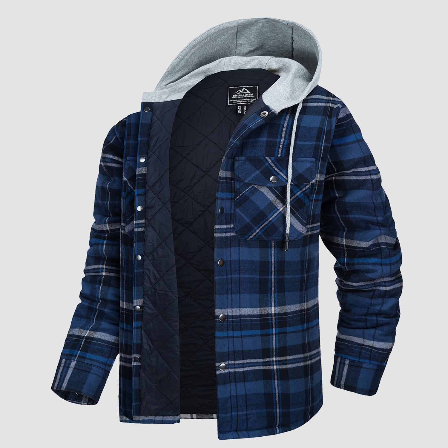 Men's Quilted Flannel Jacket with Hood – Warm & Casual