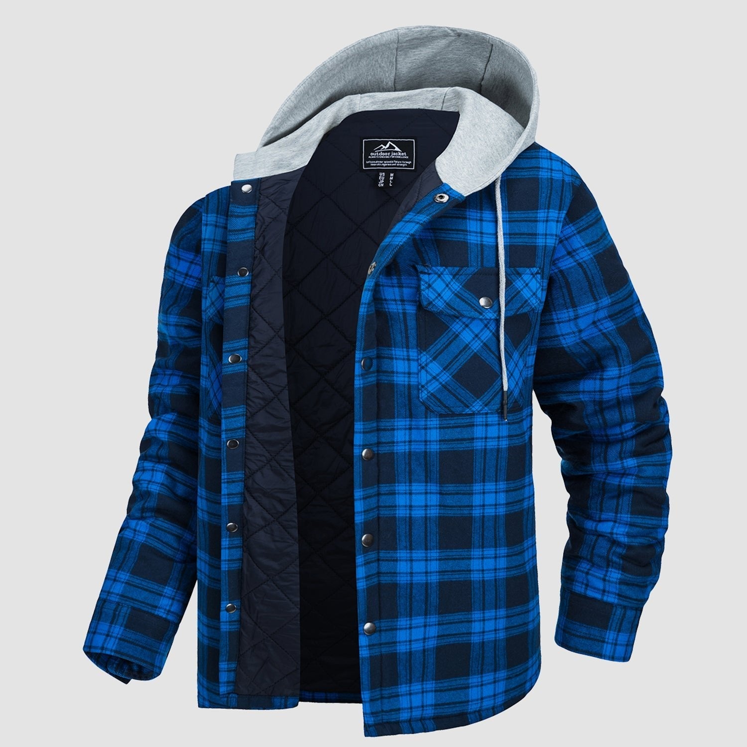 Men's Quilted Flannel Jacket with Hood – Warm & Casual