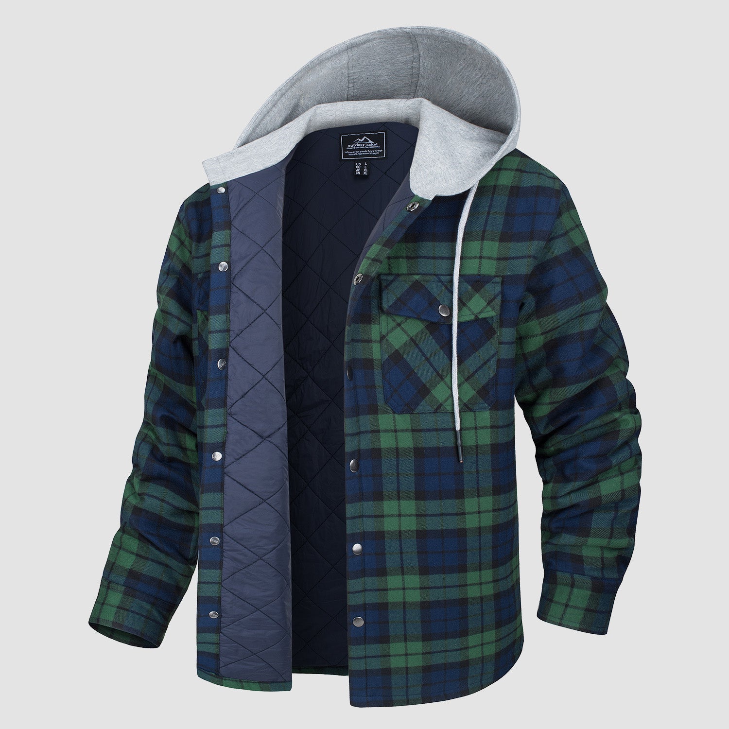 Men's Quilted Flannel Jacket with Hood – Warm & Casual