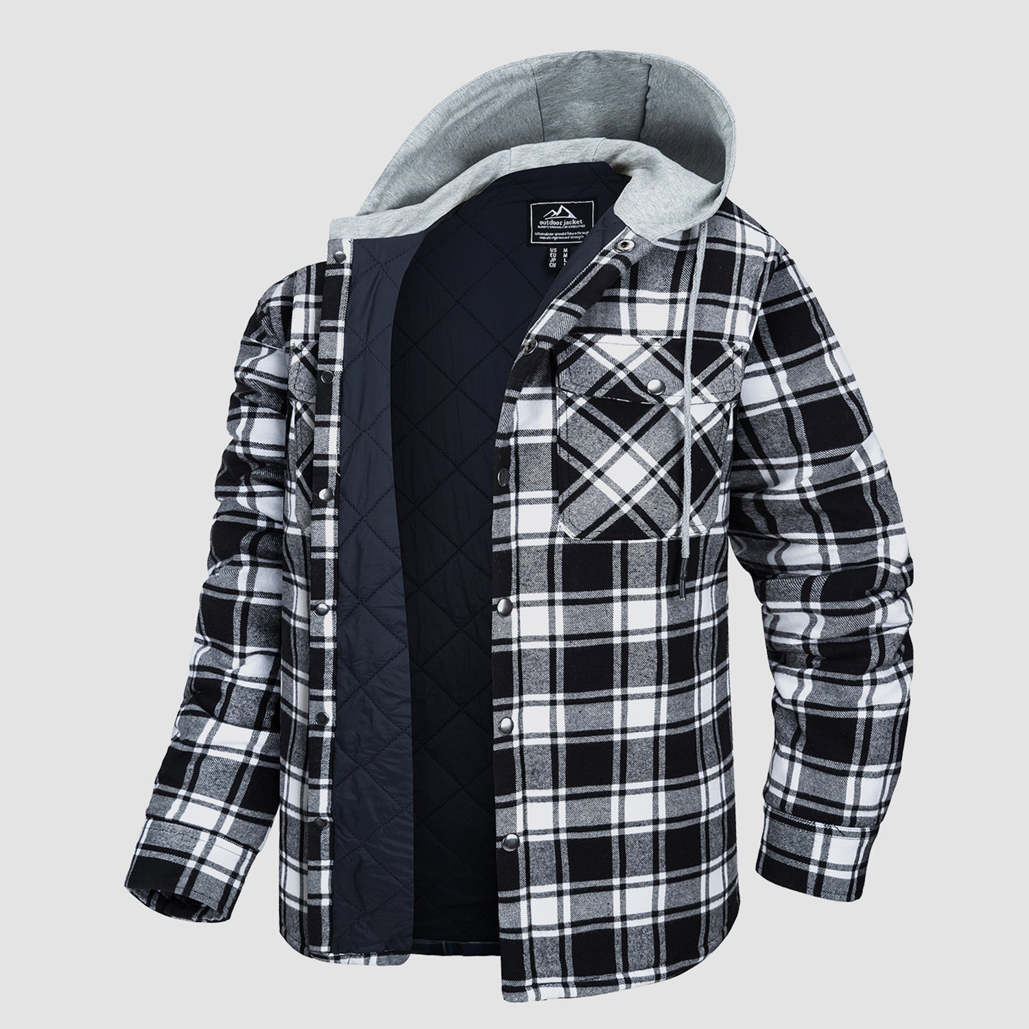 Men's Quilted Flannel Jacket with Hood – Warm & Casual