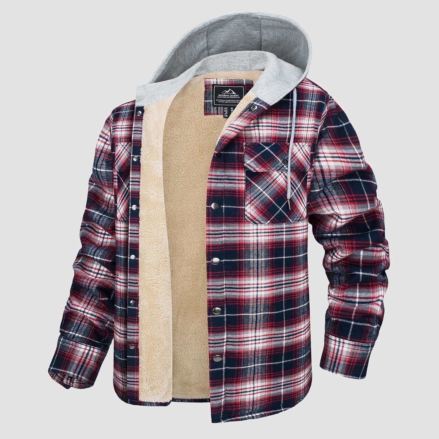 Men’s Sherpa-Lined Flannel Hoodies – Plaid Winter Jackets