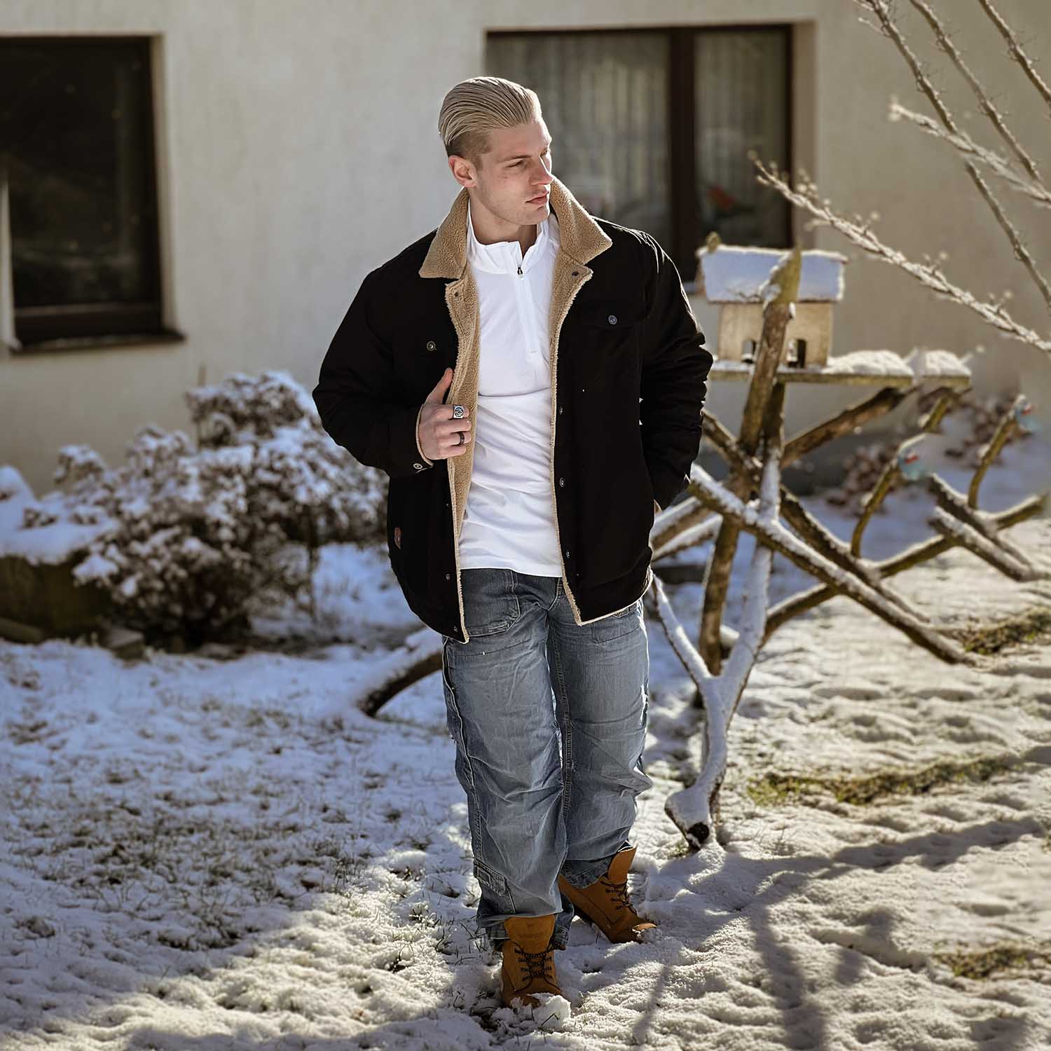 Men's Sherpa Lined Jacket with Multi Pockets