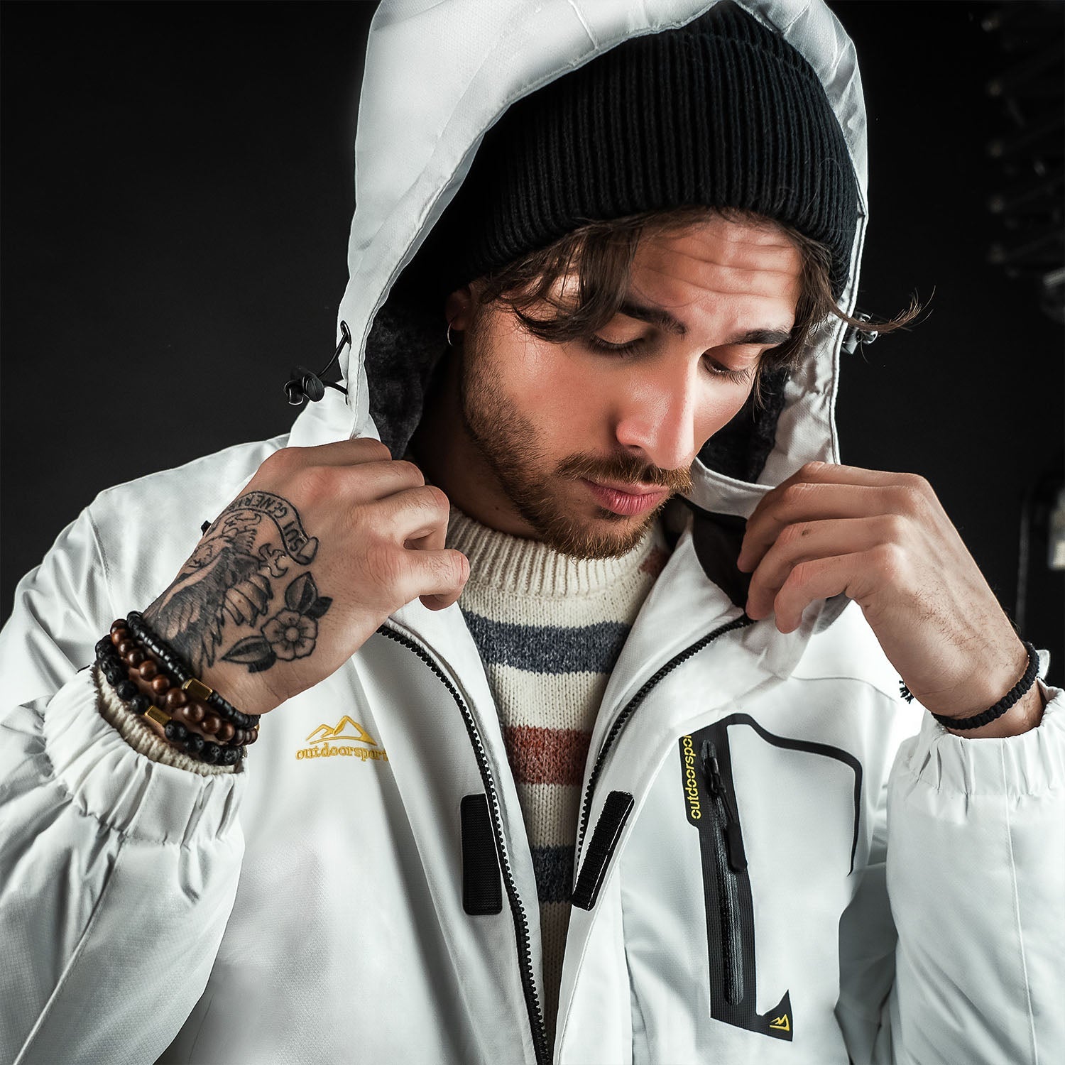 Men's Water-Repellent Winter Ski Jacket with Fleece Lining