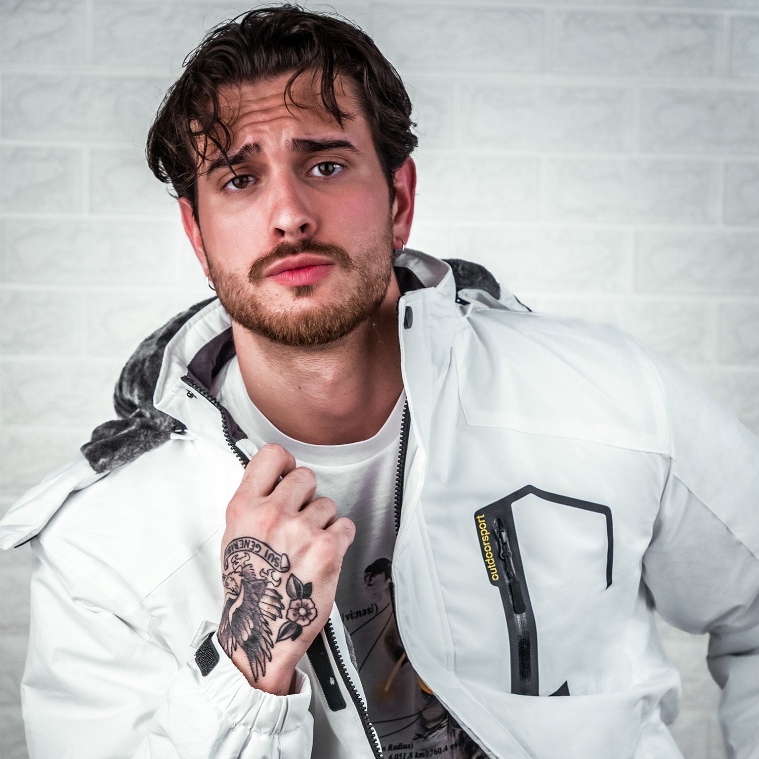 Men's Water-Repellent Winter Ski Jacket with Fleece Lining