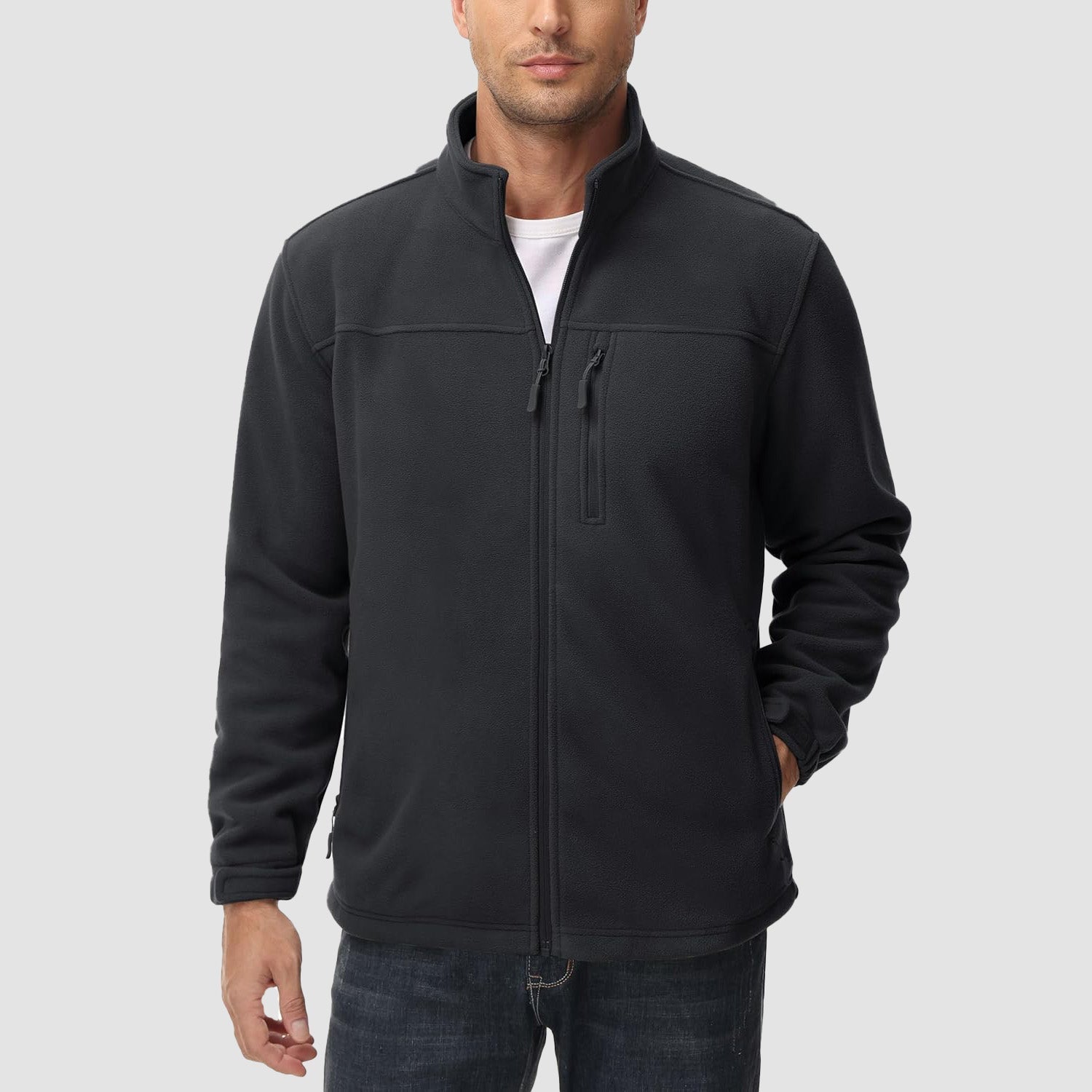 Men's Winter Fleece Jacket with 3 Pockets for Hiking & Outdoor