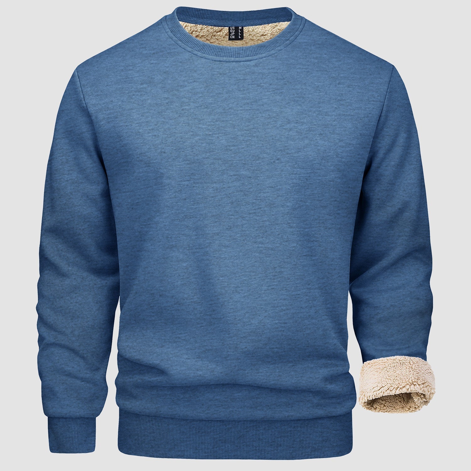Men's  Basic Pullover Crewneck Sweater Fleece Lined Sweatshirt