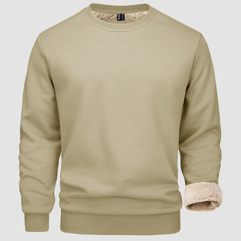 Men's  Basic Pullover Crewneck Sweater Fleece Lined Sweatshirt