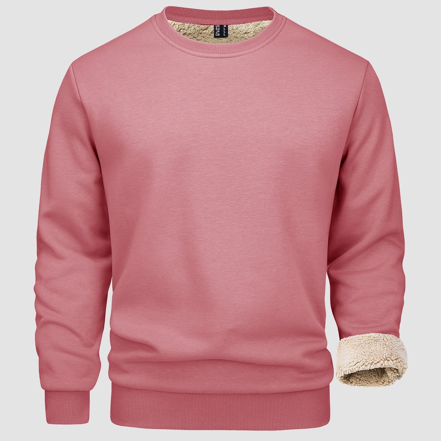 Men's  Basic Pullover Crewneck Sweater Fleece Lined Sweatshirt