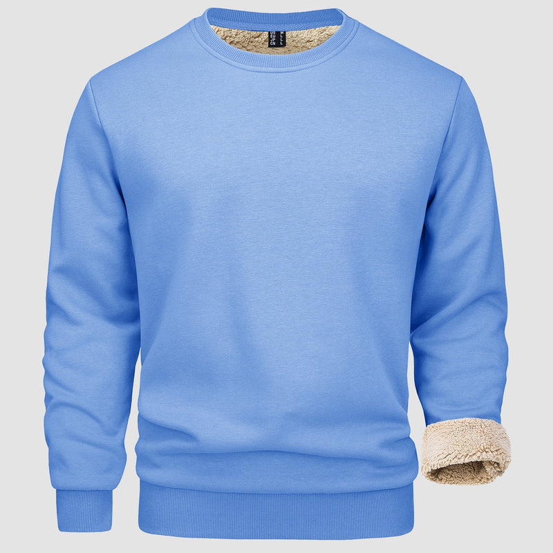 Men's  Basic Pullover Crewneck Sweater Fleece Lined Sweatshirt