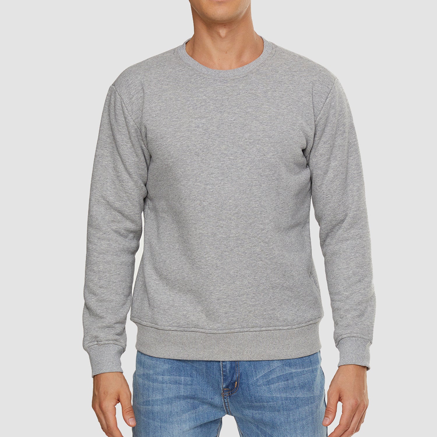 Men's  Basic Pullover Crewneck Sweater Fleece Lined Sweatshirt
