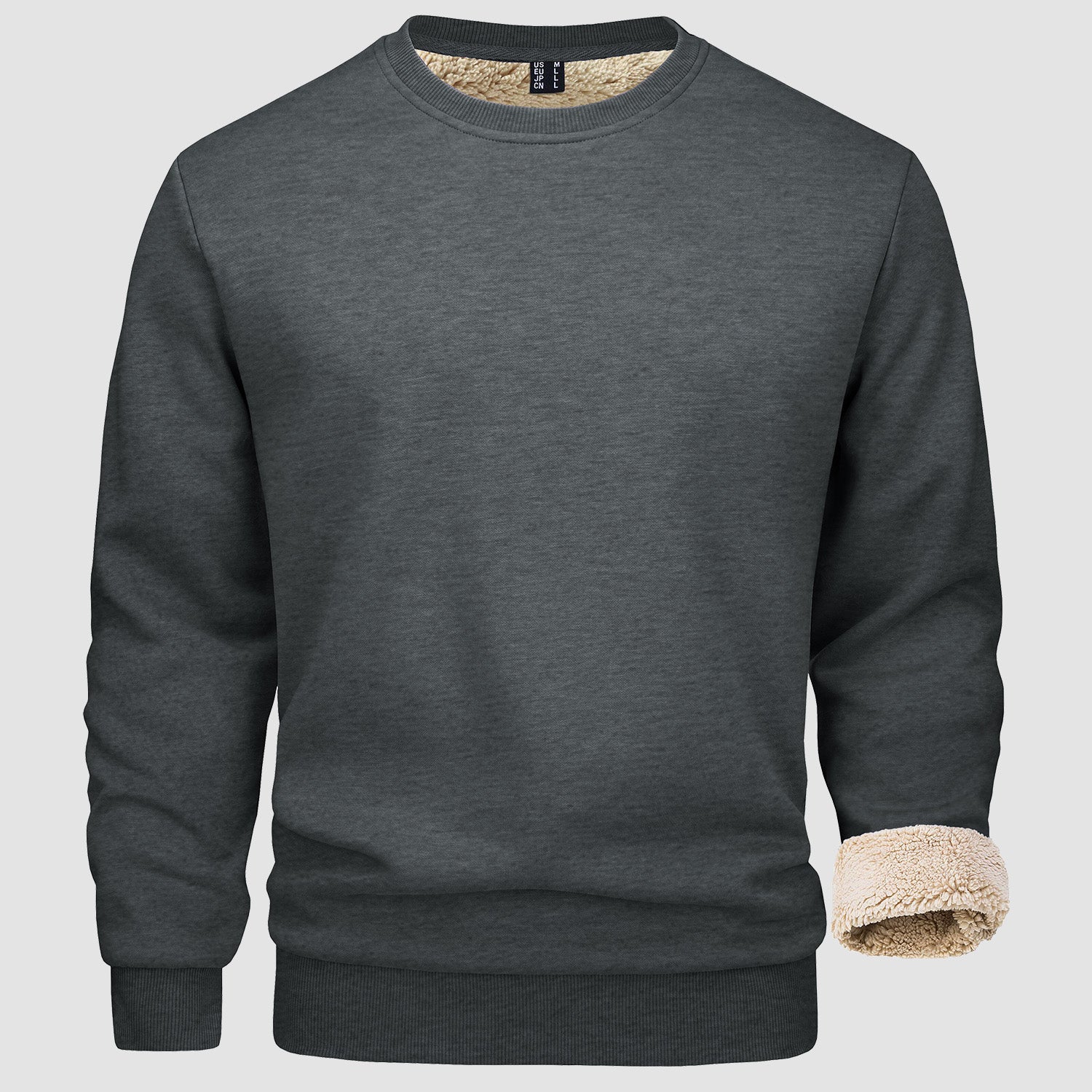 Men's  Basic Pullover Crewneck Sweater Fleece Lined Sweatshirt