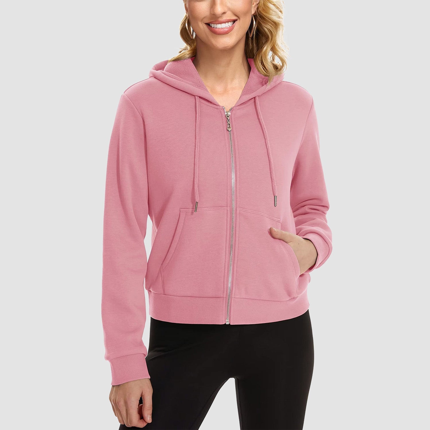 Women's Bomber Hoodie - Fleece-Lined & Full Zip Winter