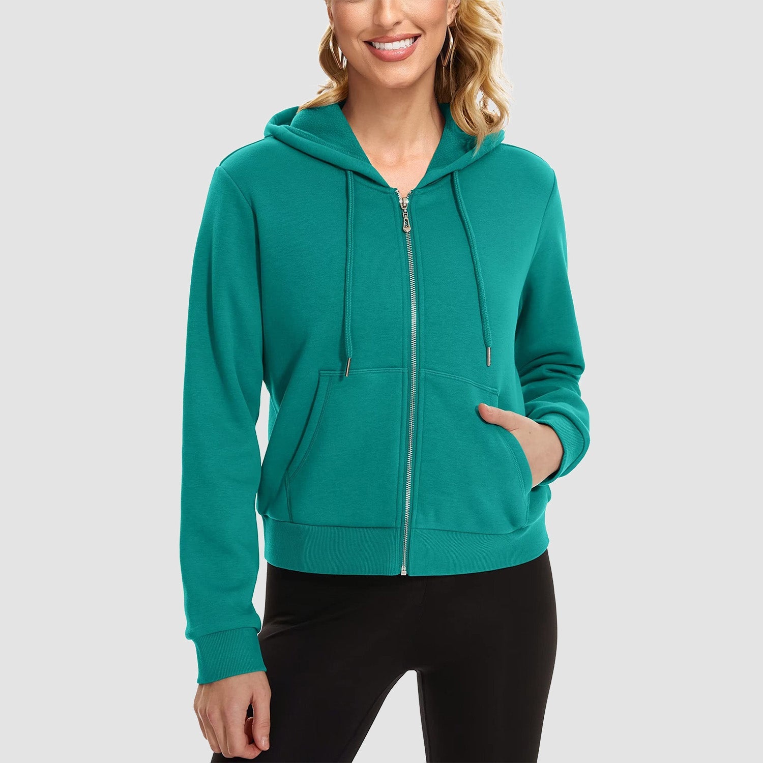 Women's Bomber Hoodie - Fleece-Lined & Full Zip Winter