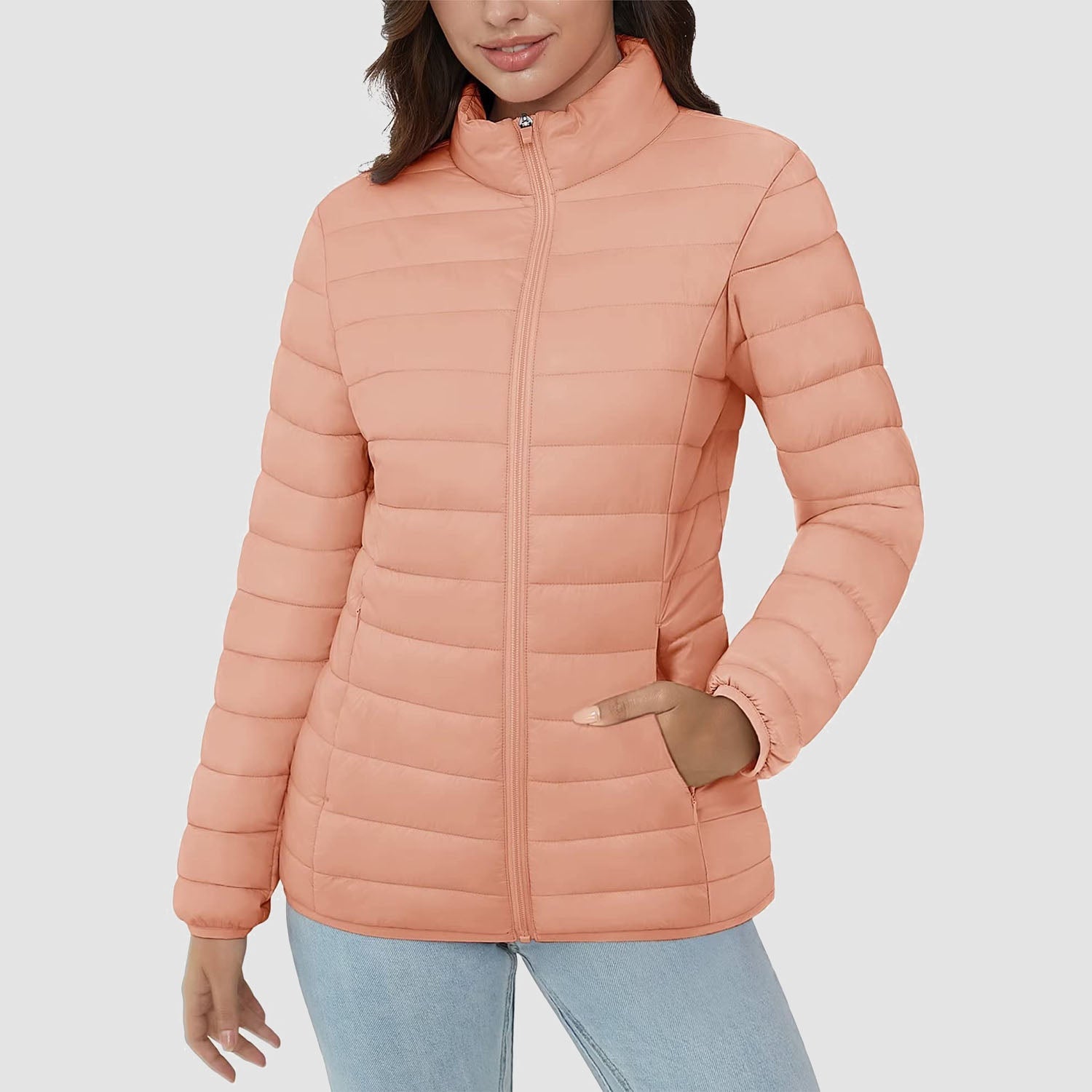 Women's Lightweight Quilted Puffer Jacket Full Zip Winter Coat