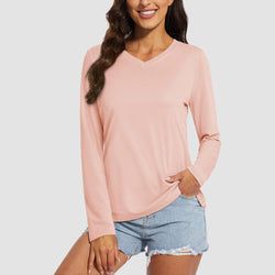 Women's Long Sleeve UPF 50+ V-Neck Hiking & Workout Shirt
