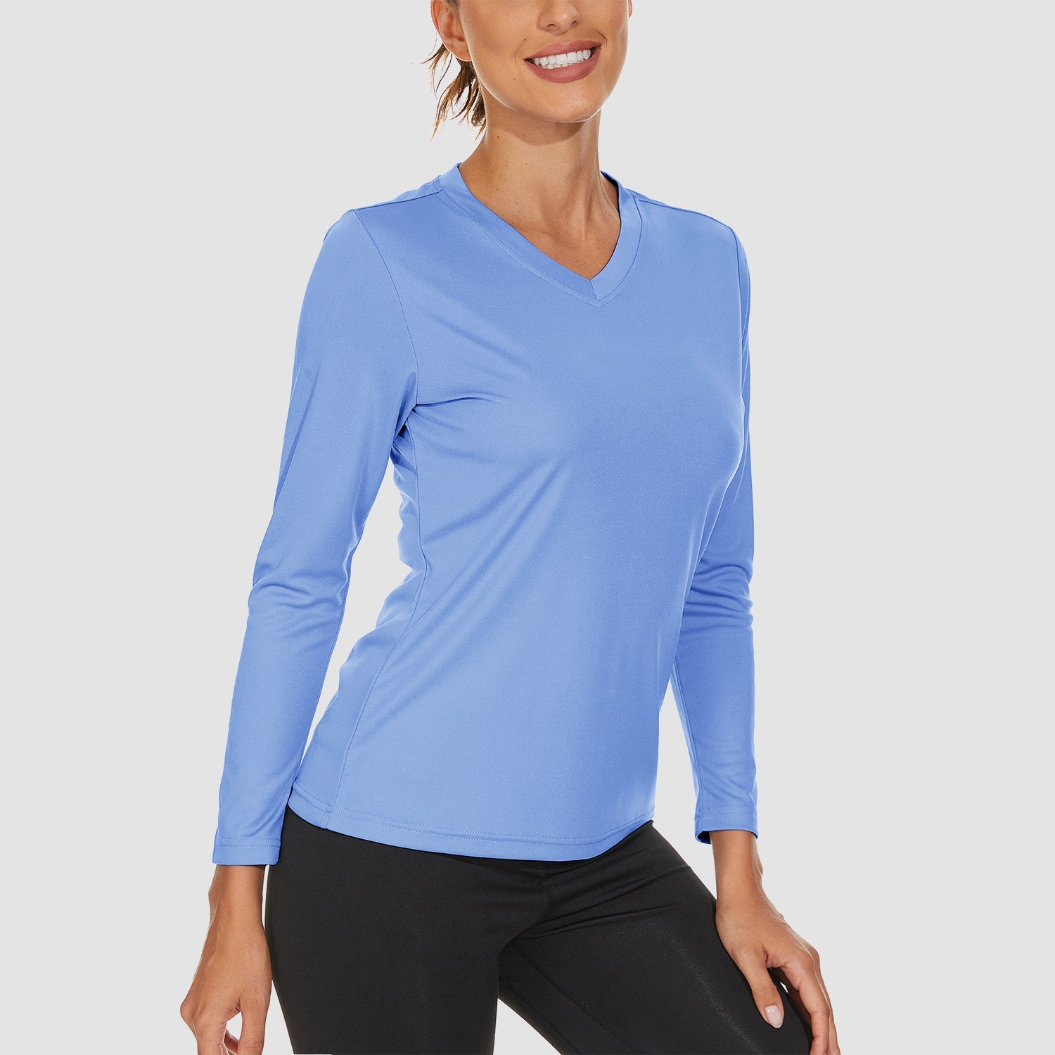 Women's Long Sleeve UPF 50+ V-Neck Hiking & Workout Shirt