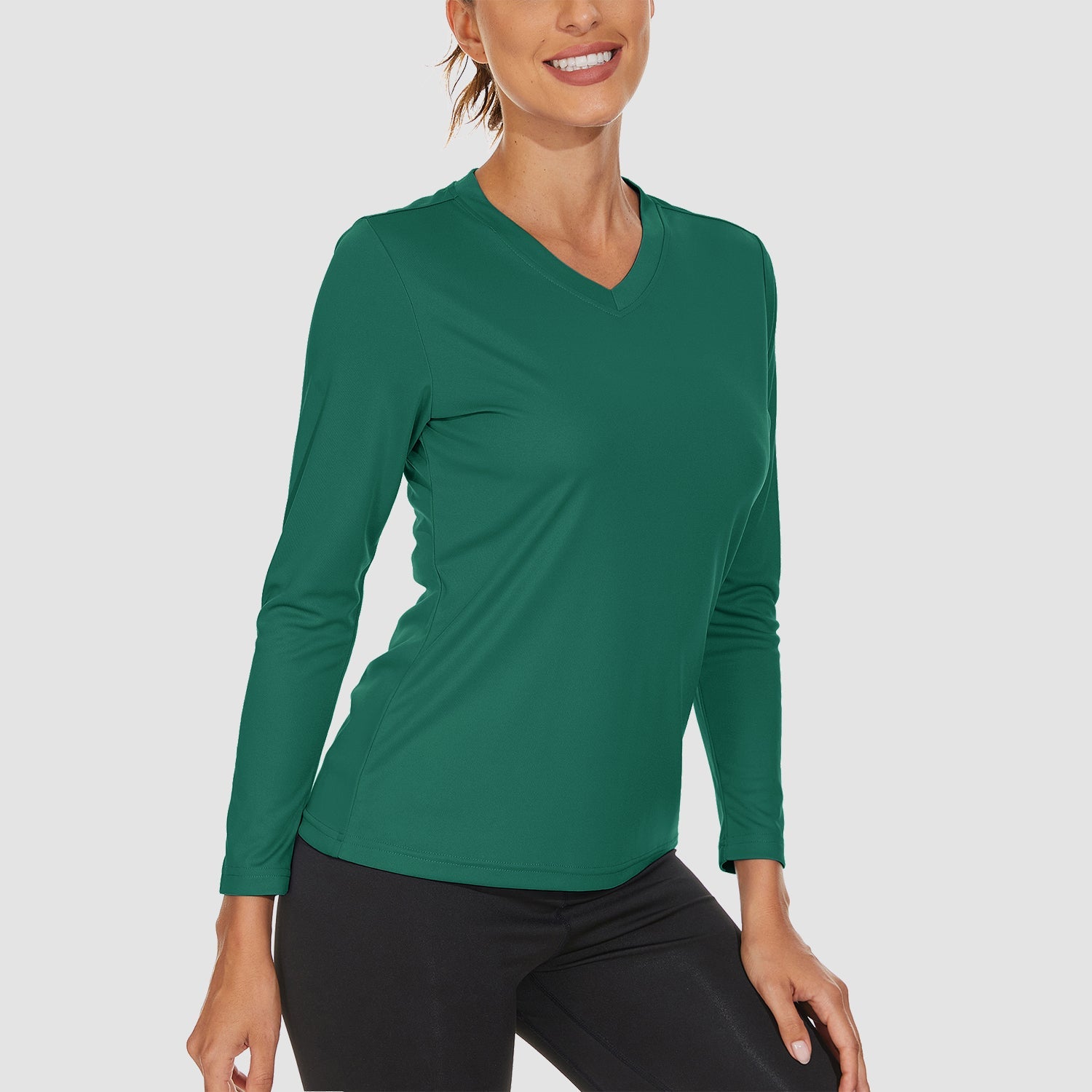 Women's Long Sleeve UPF 50+ V-Neck Hiking & Workout Shirt
