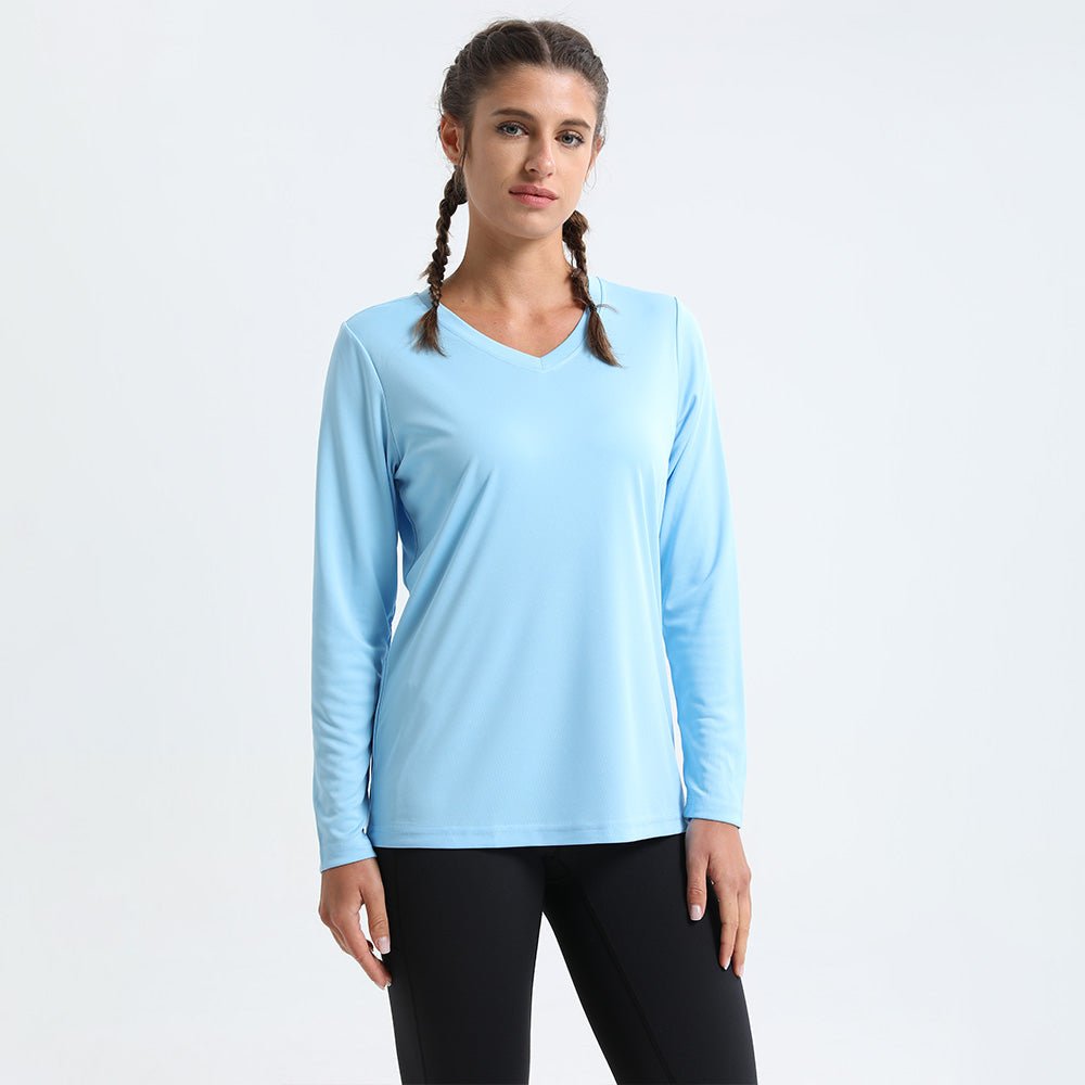 Women's Long Sleeve UPF 50+ V-Neck Hiking & Workout Shirt