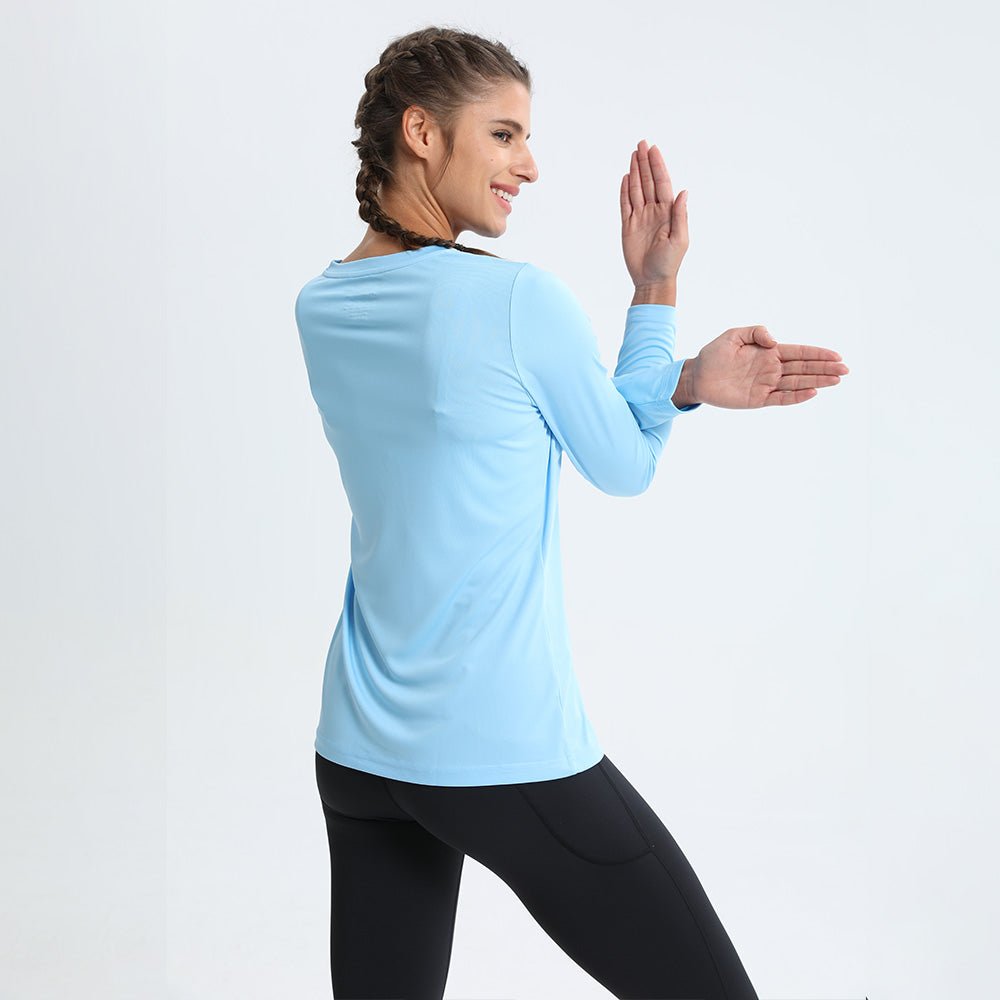Women's Long Sleeve UPF 50+ V-Neck Hiking & Workout Shirt