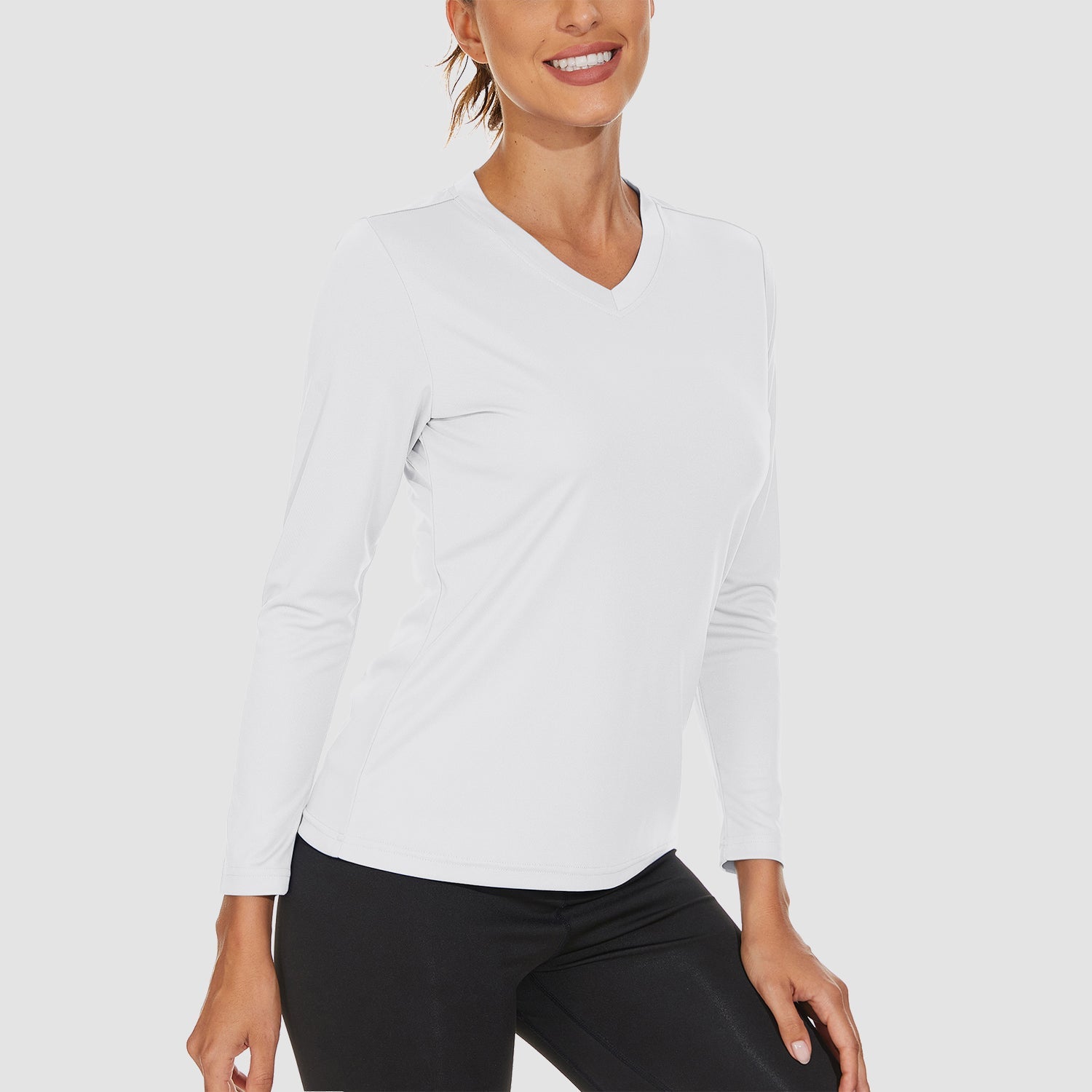 Women's Long Sleeve UPF 50+ V-Neck Hiking & Workout Shirt