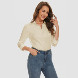 Women's Slim Fit Button-Down Long Sleeve Wrinkle-Free Shirt