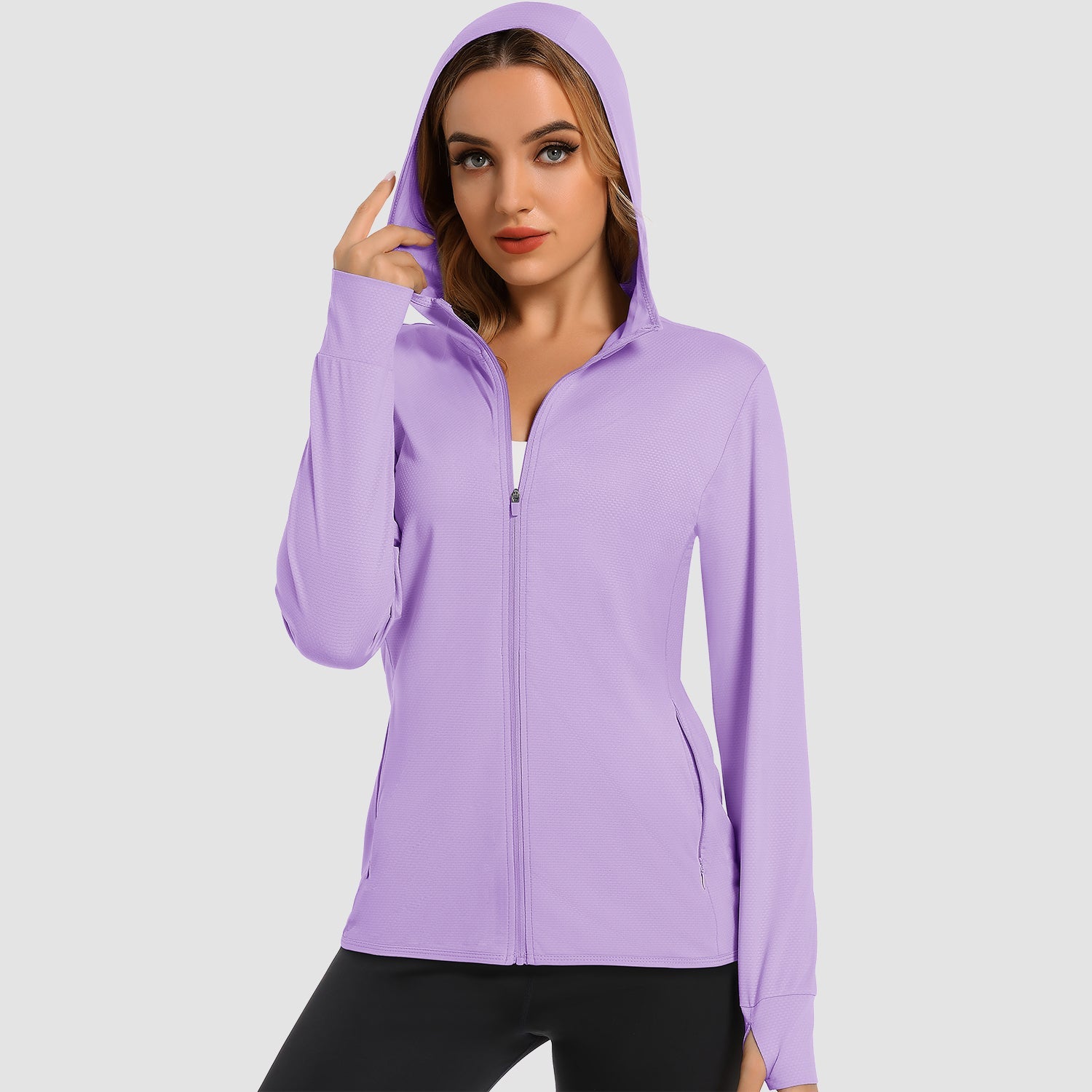 Women's UV Sun Shirt - Long Sleeve Quick-Dry Hooded Jacket