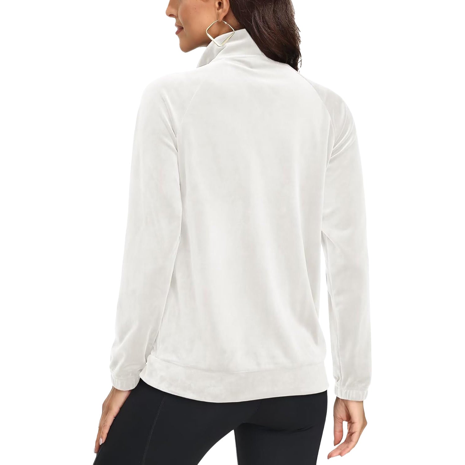 Women's Velour Fleece Jacket - Full Zip & Zipper Pockets