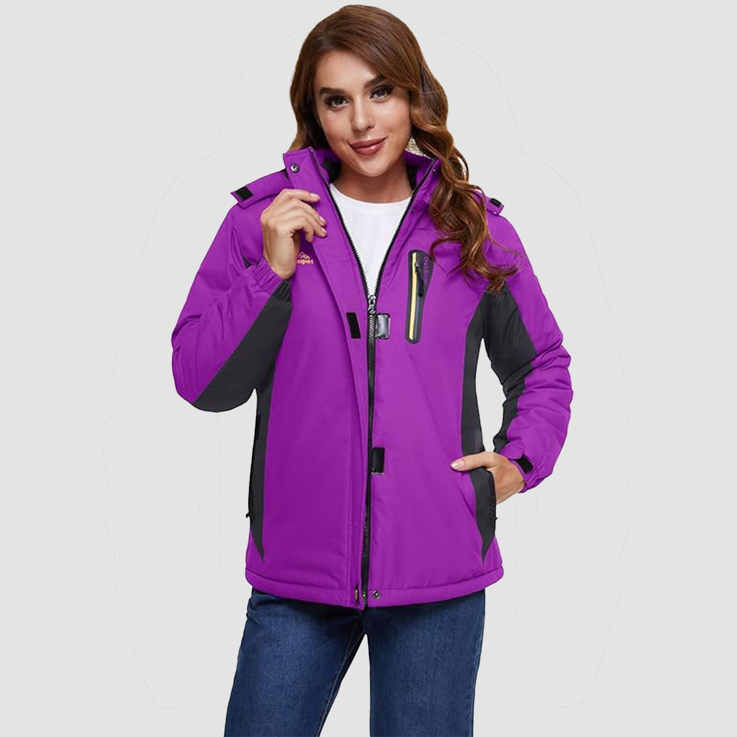 Women's Waterproof Fleece-Lined Ski Jacket with Hood
