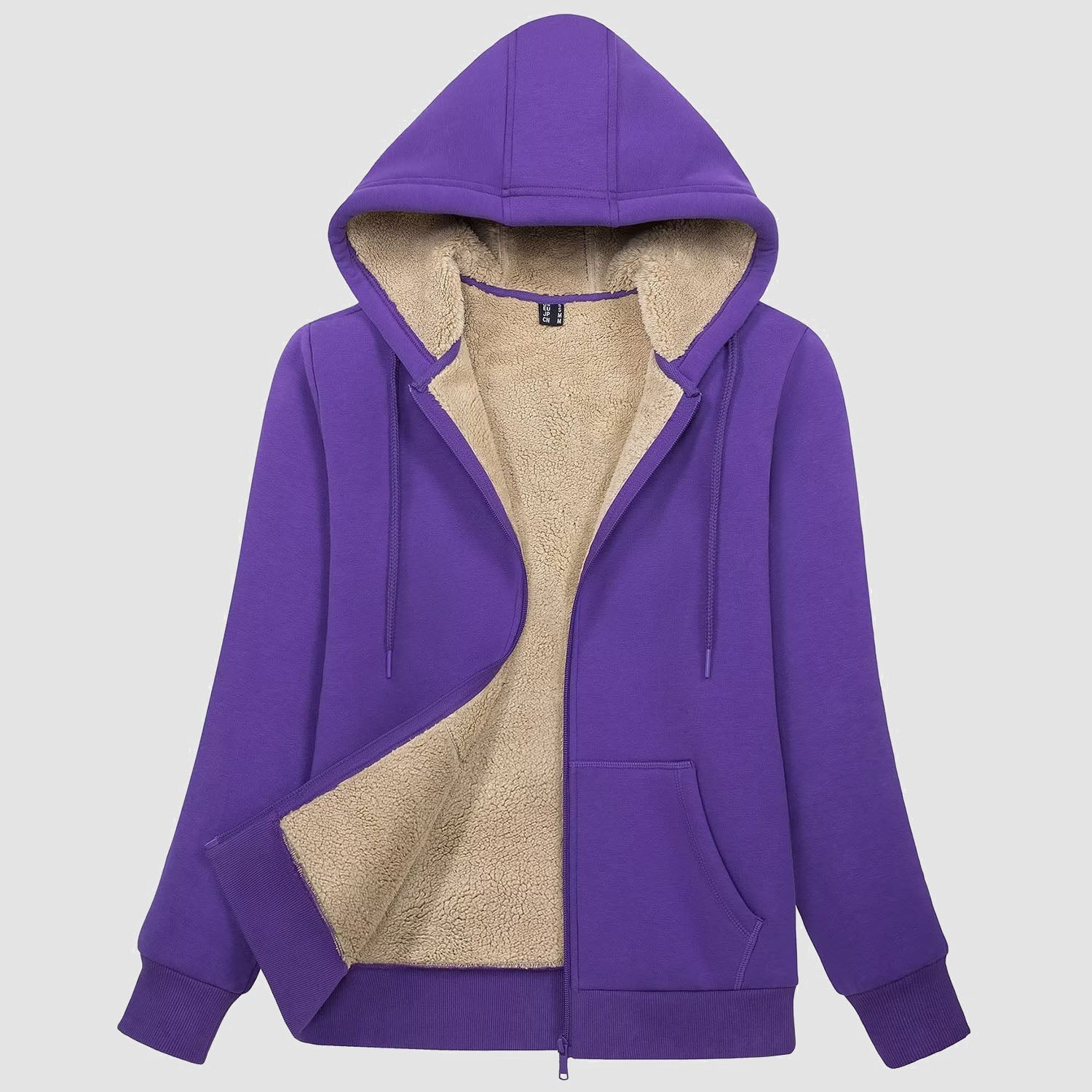 Women's Zip-Up Sherpa Lined Fleece Hoodie Jacket