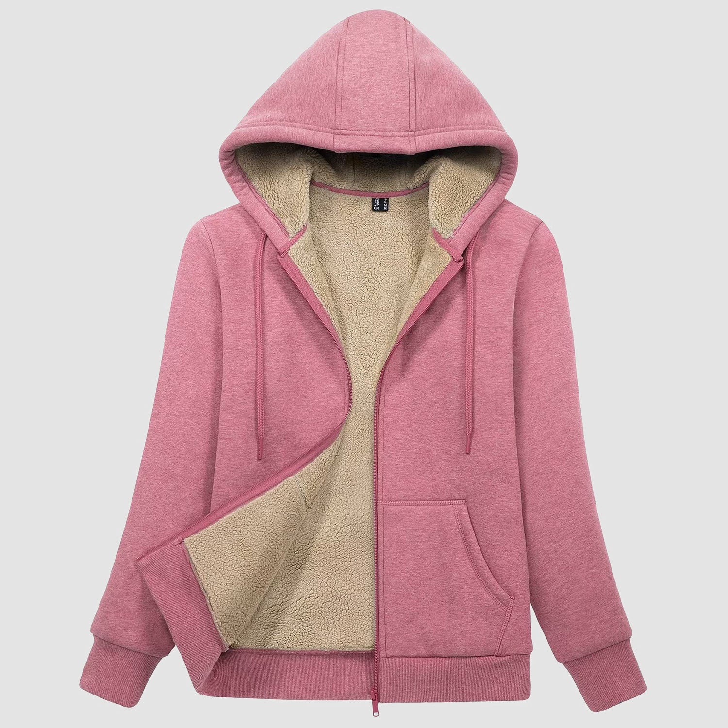 Women's Zip-Up Sherpa Lined Fleece Hoodie Jacket