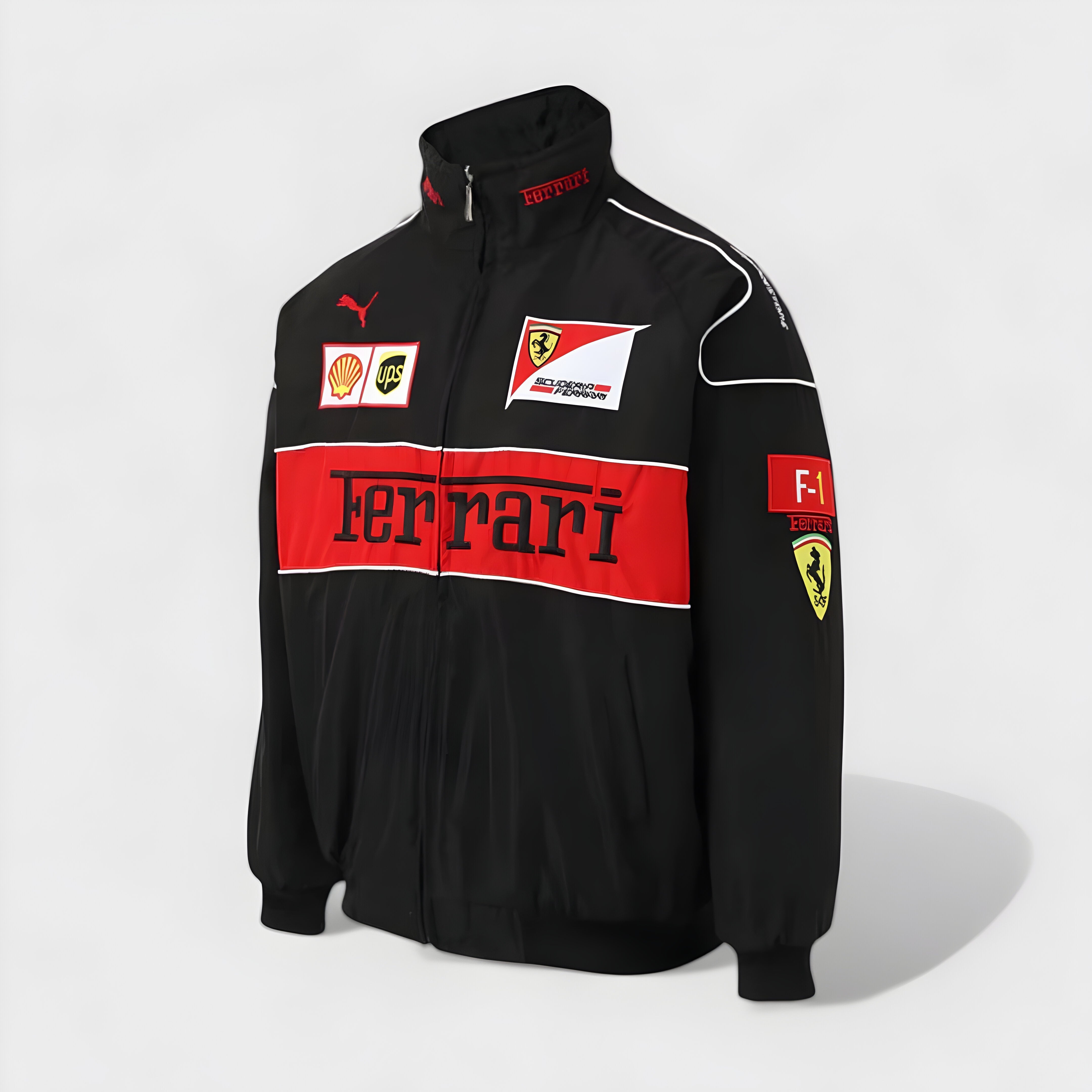 Vintage Unisex Ferrari Racing Jacket - Classic Logo Design, Retro Style